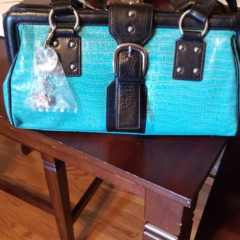 Charlie Lapson Leather Handbag - Turquoise